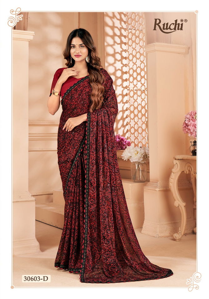 Vanilla Vol 4 By Ruchi Swarovski Border Designer Chiffon Sarees Wholesale Online
